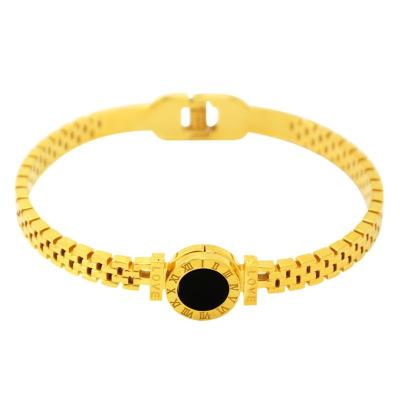 China Fashion Wholesale Women Fashion Jewelry Love Letters Custom Geometry 18K Gold Plated Stainless Steel Bracelet for sale