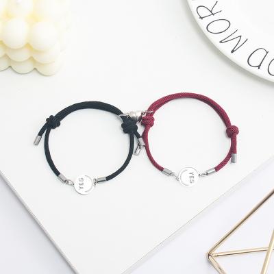 China FASHIONABLE Wholesale Jewelry Fashion Face Bangle Smile Heart Shaped Magnetic Bracelet Women For Couples for sale