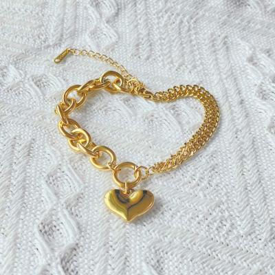 China Other Wholesale Heart Shaped Heart Shaped Bracelet Stainless Steel Jewelry Women Fashion Pendant Bracelet Chain Bracelet for sale