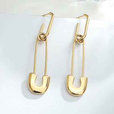 China Fashion TRENDY Wholesale Women Fine Jewelry 18K Gold Plated Stainless Steel Earring Pin Earring Safety for sale