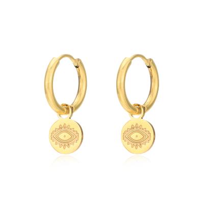 China Fashion TRENDY Wholesale Women's Fine Jewelry 18K Gold Plated Stainless Steel Circle Earring Geometric Stud Earrings for sale