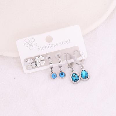 China Fashion Wholesale Women Fashion Jewelry Stainless Steel Dangle Earrings Set Long Tassel Stainless Steel Stud Earrings for sale