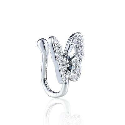 China Vintage Fashion Women Jewelry Crystal Zircon Butterfly 18k Gold Plated Nose Rings Piercing Supplies for sale