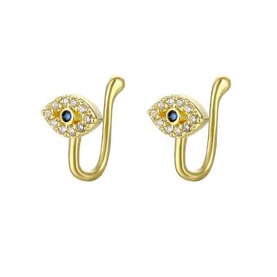 China Vintage Fashion Women Jewelry Crystal Zircon Evil 18K Gold Plated Nose Rings Piercing Supplies Nose Rings Evil Eye Nose Rings for sale