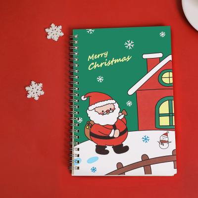 China Office Stationery Cute Notebook Santa Claus Snowman Gift Diary Cartoon Student Christmas Coil Notebook Printed A5 for sale