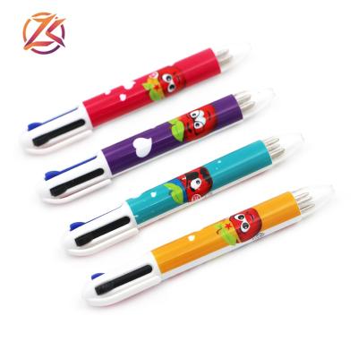 China office & School Promotion Mini Short Multicolor Heat Transfer Pen Cute 4 Color Ink Ball Pen With Full Color Printing Highlighter for sale