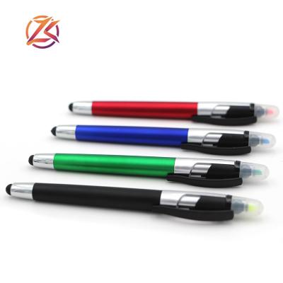 China office & Water Color Pen Stiletto Tip Pen Promo School Dual Screen Plastic Touch Ballpoint Pen Highlighter Bar Pen Water Color Pen for sale