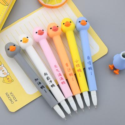 China Normal Cute 152Mm Gel Pen Lovely Duck Shape Gel Pen Fun School Office Kawaii Cartoon Silica Gel Signature Pen for sale