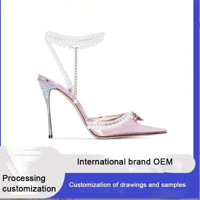 China Fabrik Damen Schuhe Slingback Luxus Eleganz Transparente Mode Perle High Heels zu verkaufen