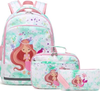 China Children Backpack Girl Mermaid Backpack Three Piece Set Girl Backpack for sale