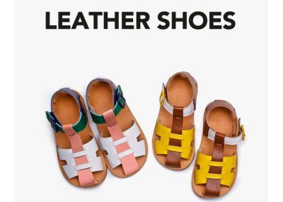 China Flausch-echtes Leder-Kleinkind-Sandalen zu verkaufen