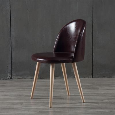 China Customized Modern Soft And Comfortable Soft Padded Leather Backrest Domestic Kitchen Wooden Leg Dining Chair for sale