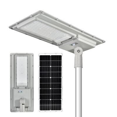 China All In One Solar Street Light Ip65 Aluminum Housing With Remote Control 100w 200w 300w All In One Solar Panel Street Light Outdoor Led Street Light for sale