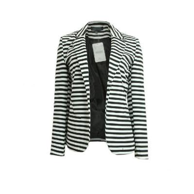 China Plus Size Daily / Casual Trendy Ladies Blazer Jackets With Horizontal Stripe And Collar for sale