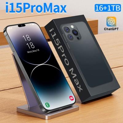 China Dual SIM Card i15 Pro max global version 6.8 inch Cell phone 16GB+1TB 5g Smartphones 10-Core LET Cellphones 7800 mah Dual SIM Mobile Phone for sale