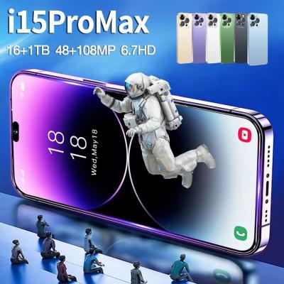 China Dual SIM Card Hot selling 16GB+1TB unlocked android smartphones i15 pro max 5g camera mobile phone for i 15 phones for sale