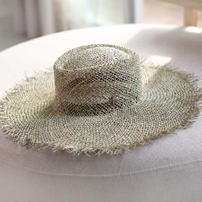 China Straw Spring Summer Women Natural Beach Wide Brimmed Elegant Straw Hat for sale