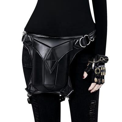 China Retro Steampunk Adjustable Black PU Leather Waist Bag For Women Men Halloween Hip Hop Goth Rock Style Boys Cool Girls Unisex Cross - Body Bag for sale