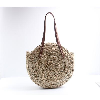 China Outdoor Shoulder Tote Bag Travel Shopping Straw Bag Simple Style Ladies Round Open Beach Wholesale Fashion Women Big Large for sale