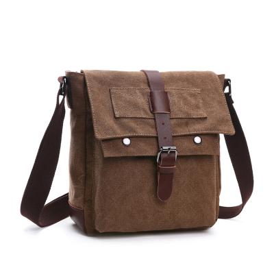 China Real Leather Decoration Korean Style Vintage Cross - Body Sling Satchel Men Canvas Shoulder Messenger Bag for sale