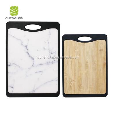 China Sustainable Bamboo New Design 2020 Double Side Use Custom Bamboo Marble Cutting Board for sale