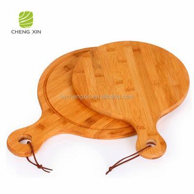 China High Quality Sustainable 100% Natural Wooden Board Bamboo Pizza Cutting Board Round Cheese Board for sale