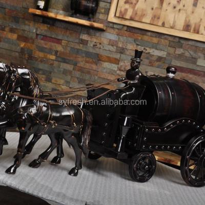 China Single horse style black oak barrel of red wine for decoration for sale