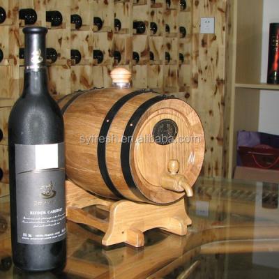 China Red Wine Customized Black Hoops 5 Liter Oak Wine Wooden Beer Barrels For Sale for sale