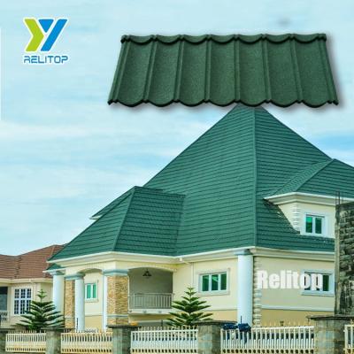 China Relitop Modern Stone Coated Roof Tile Color Classic Style Roofing Sheet Seven Waves Steel Black Stone Chips Step Tile for sale