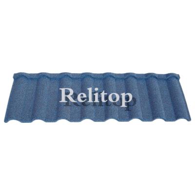 China Relitop Modern Ocean Blue 0.35 0.4 0.5mm Stone Coated Metals Roofing Type Colored Sands Galvalume Coated Roof Milan Sheet for sale