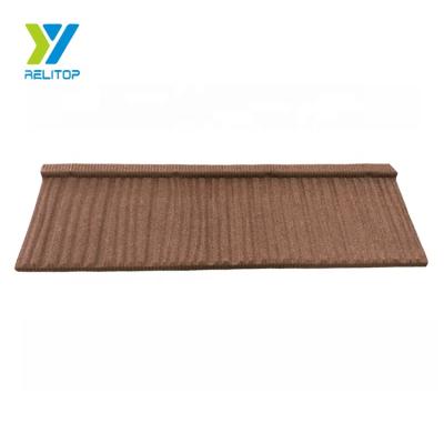 China Modern Building Materials Sand Stone Color Wood Coated Roof Metal Roof Tile Type for sale