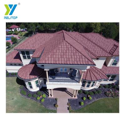 China Relitop Hardware Factory Wholesale Boral Coastal Stone Coated Spanish Vault Barrel Roof Tiles New 0.4 0.5mm Steel Tile Design for sale