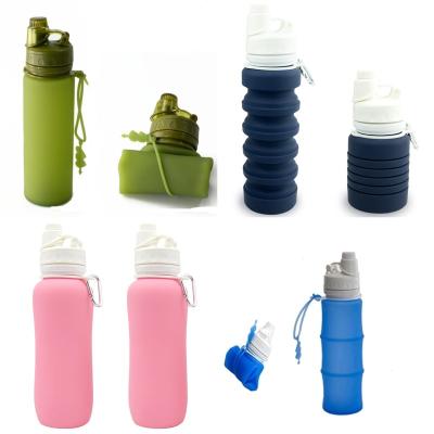 China Viable Silicone Sport Collapsible Water Bottle For School Travel Silicone Outdoor Fitness Bottle Plastic Drinking Bottle for sale