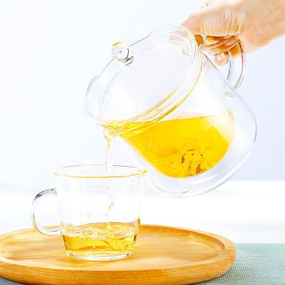 China Viable Glassware Double Wall Glass Teapot with Removable Infuser and Glass Lid for sale