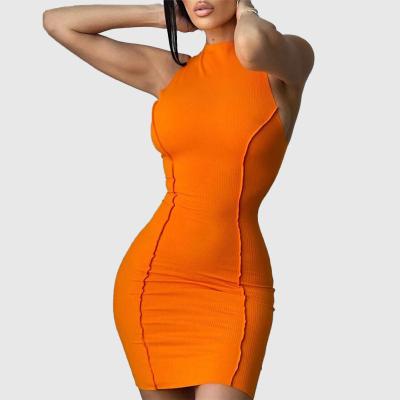 China wholesale summer Anti-wrinkle rib knit dresses sleeveless mini bodycon ribbed tank dress for women for sale