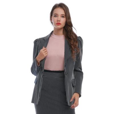 China new design winter Anti-wrinkle sheath long jacket casual blazers overall stripe suit ladies suits waterproof jacket for woman for sale