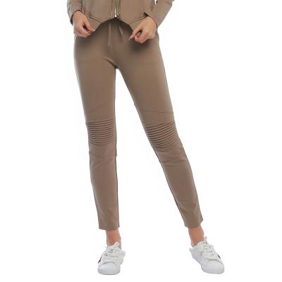 China Autumn Breathable Spandex /Polyamide Knitted Mid Waist Solid Skinny Casual Women's Breathable Ankle Length Leggings for sale