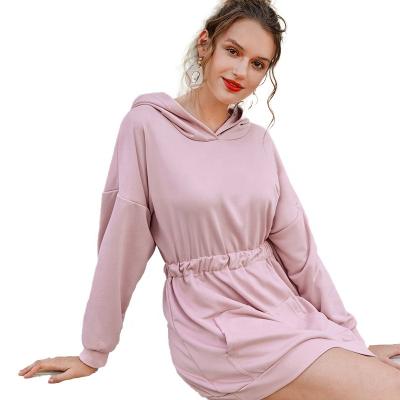 China Anti-pilling Casual Solid Pink Tops Women's Hoodies Autumn Female Sweatshirt Waist Tightening Women's Sweatshirts for sale