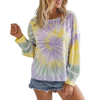 China Wholesale Oversized Anti-Wrinkle Woman Manufacturer Crew Neck Tie Dye Hoodie Sweatshirt Women for sale