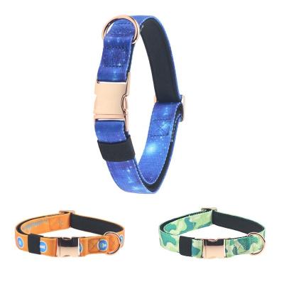 China New Personalized Dog Products Dog Collar and Leash Set Luxury Mounted Gold Metal Buckle Nylon Bulk Wholesale Dog Collar for sale