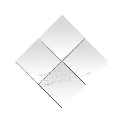 China Europe style wholesale hot sale cheap diy square 3D glass mirror large silver tiles for wall decoration custom size frameless mirror for sale