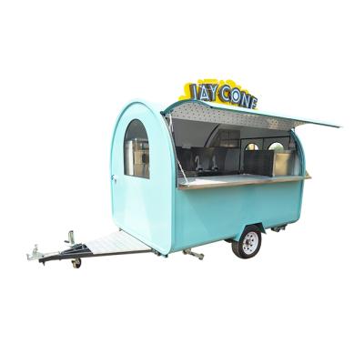 China Blue color 2.8M vegetable processing plant food van trailer with fast food equipment for food caravan for sale