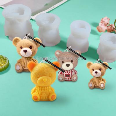 China Viable White Cute Animal Food Grade Silicone Molds Teddy Bear Shaped Cake Mold DIY Ball Cube Ice Popsicle Whiskey Resin Mold for sale