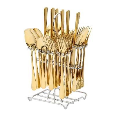 China Viable Gold Dinnerware Cutlery Set Knife Cake Fruit Fork Teaspoon Flatware Silverware Stainless Steel Party Dinnerware Set Spirit Holder for sale