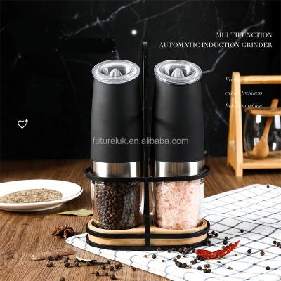 China Viable Electric Automatic Herb Spice Mill Adjustable Coarseness Kitchen Instrument Sets Stainless Steel Gravity Salt and Pepper Grinders for sale