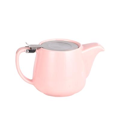 China WITH LID ceramic teapot with stainless steel strainer basket hot sale for Amazon with filter for sale