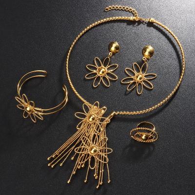 China High Quality Yueming Jewelry Designer Luxury Custom Jewelry Brands Set For Women 18K Gold Plated Chain Necklace And Earrings for sale