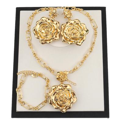 China Good Quality Yueming Jewelry Dubai Gold Jewelry Set Vintage Style Necklace Chain Pendant And Earrings For Women for sale