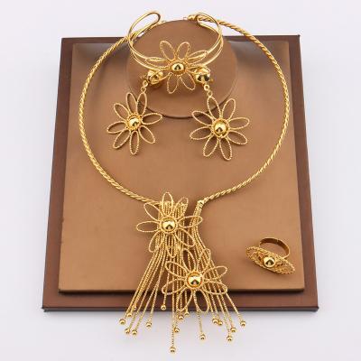 China Good Quality Bridal Jewelry Set Custom Wedding , African Luxury Jewelry Sets 18k Gold Plated for sale