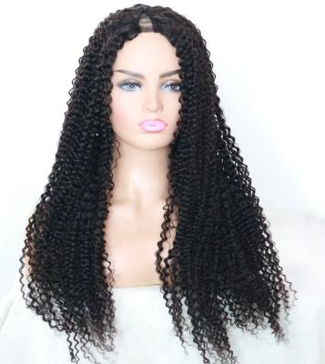 China Machine Made Stock 100% Brazilian Curly Virgin Hair Curly V Part Curly Wig for sale